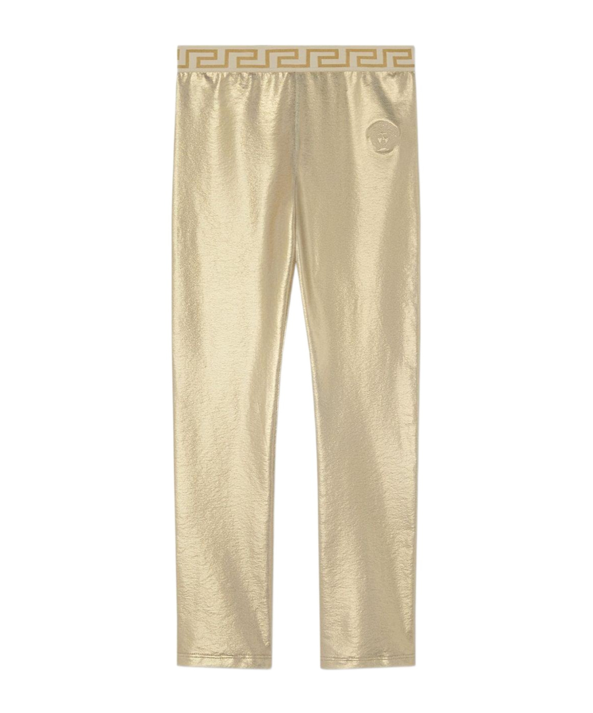 Versace Metallic High-waisted Leggings In Gold