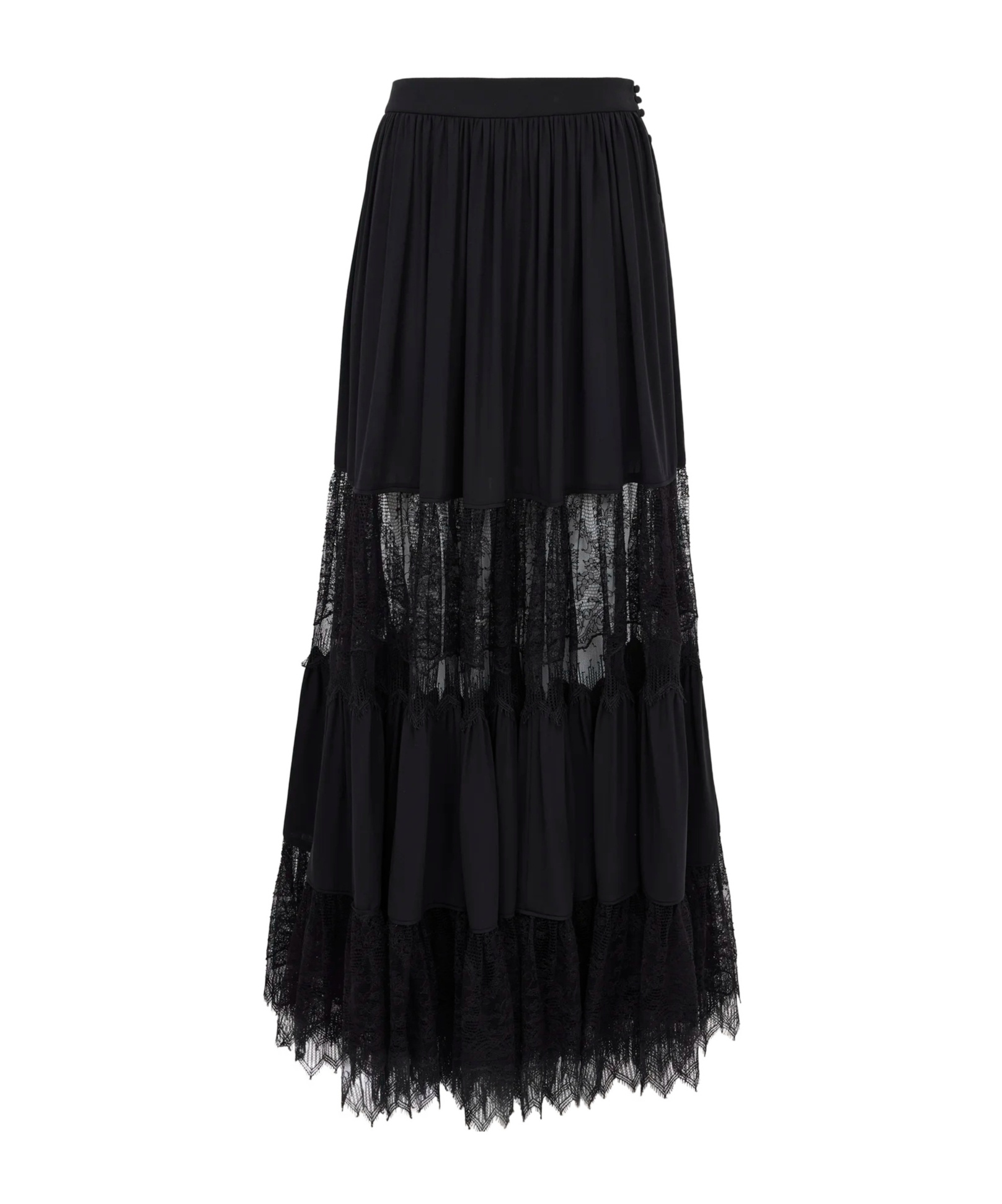 Chloé Chloe Lace-embellished Silk-chiffon Maxi Skirt In Black