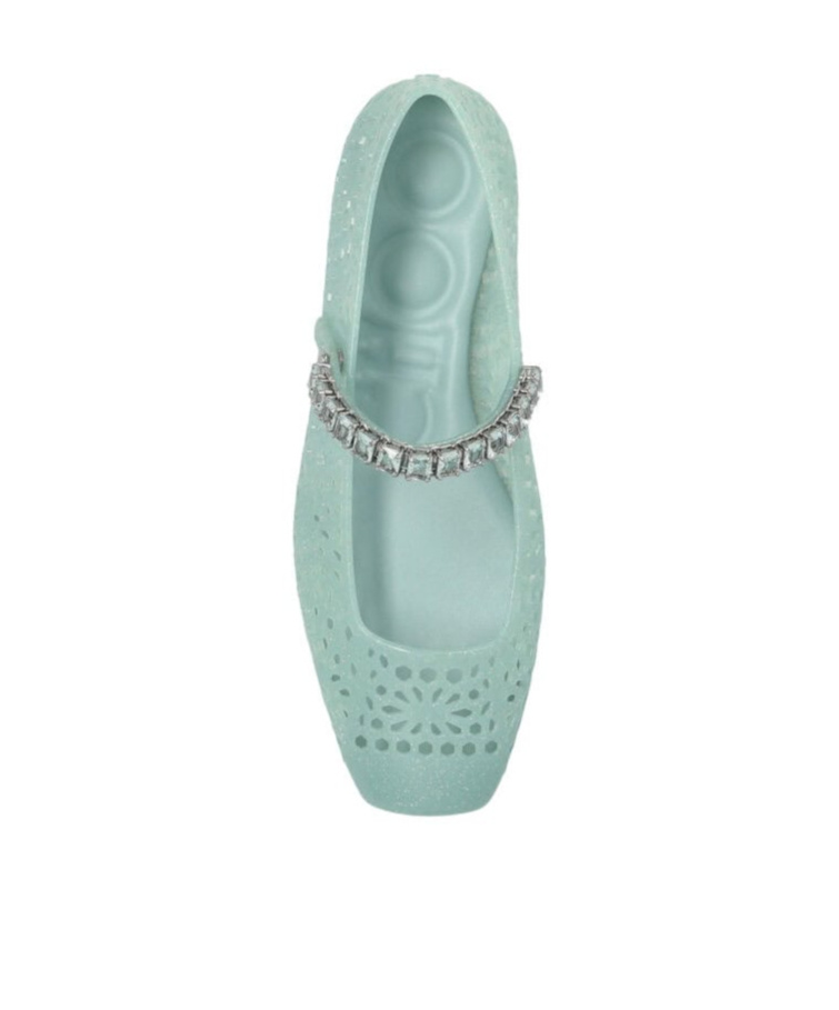Jimmy Choo Square-toe Flats In Green