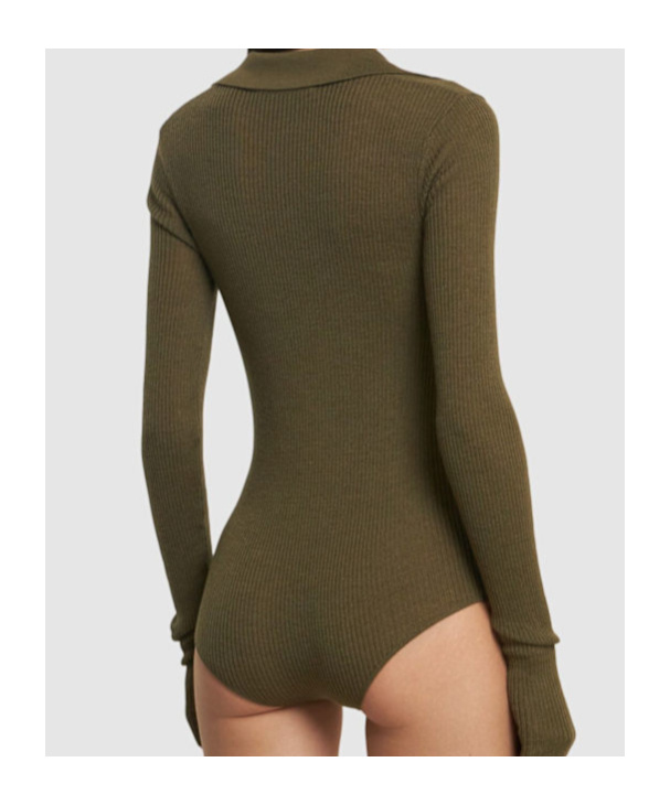 THE FRANKIE SHOP SOLANA WOOL BLEND POLO BODYSUIT