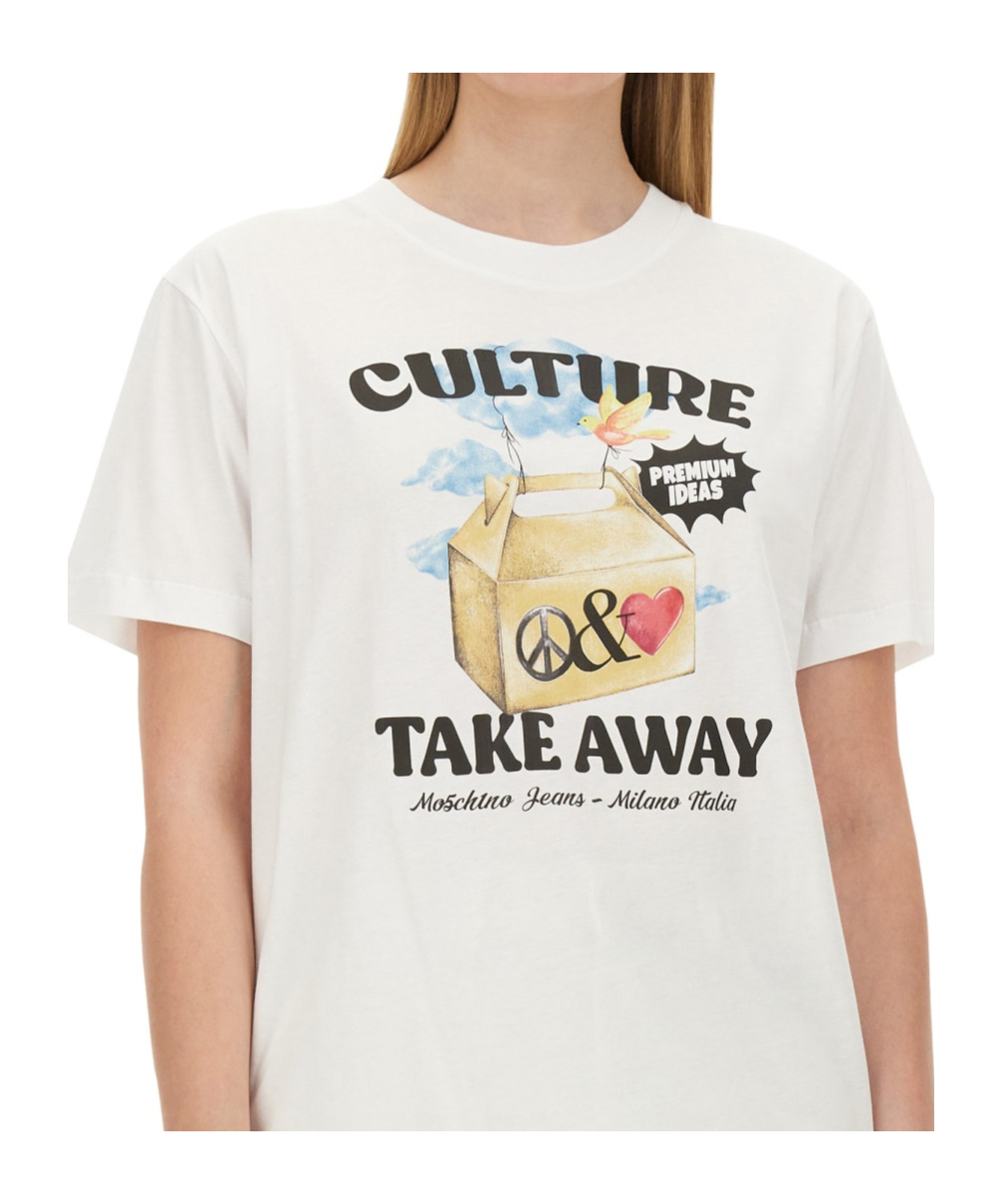 Moschino Print Short Sleeve T-shirt In White