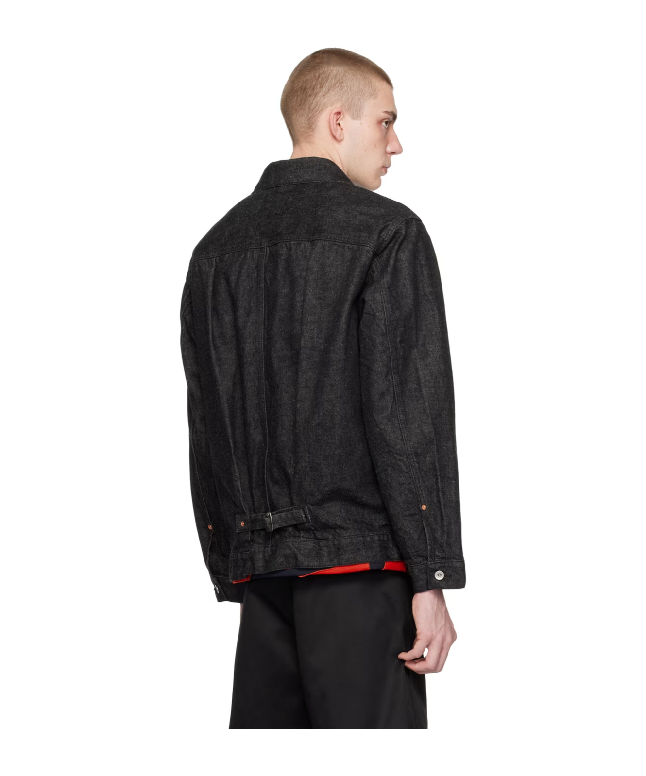 Sacai Contrast-stitching Denim Jacket In Black