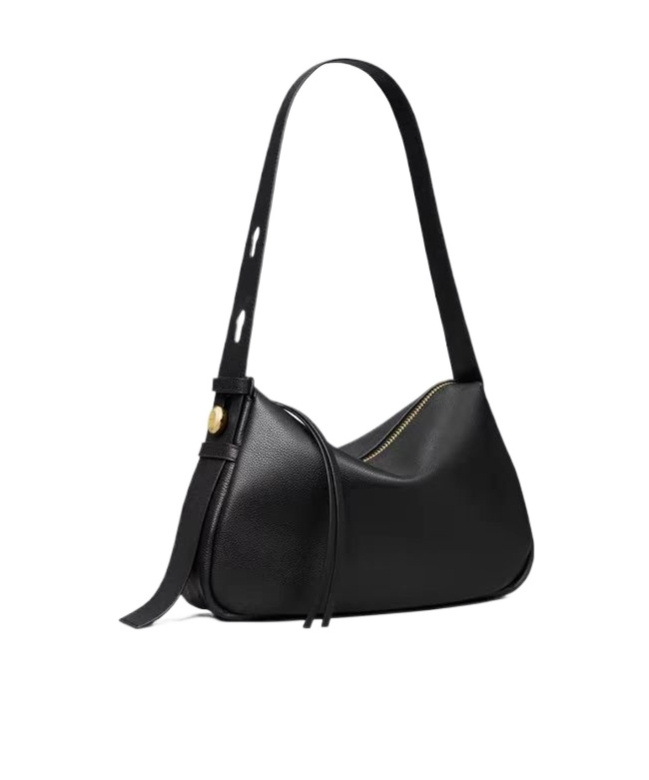 Tory Burch Pebble Leather Shoulder Bag With Adjustable Strap In Black