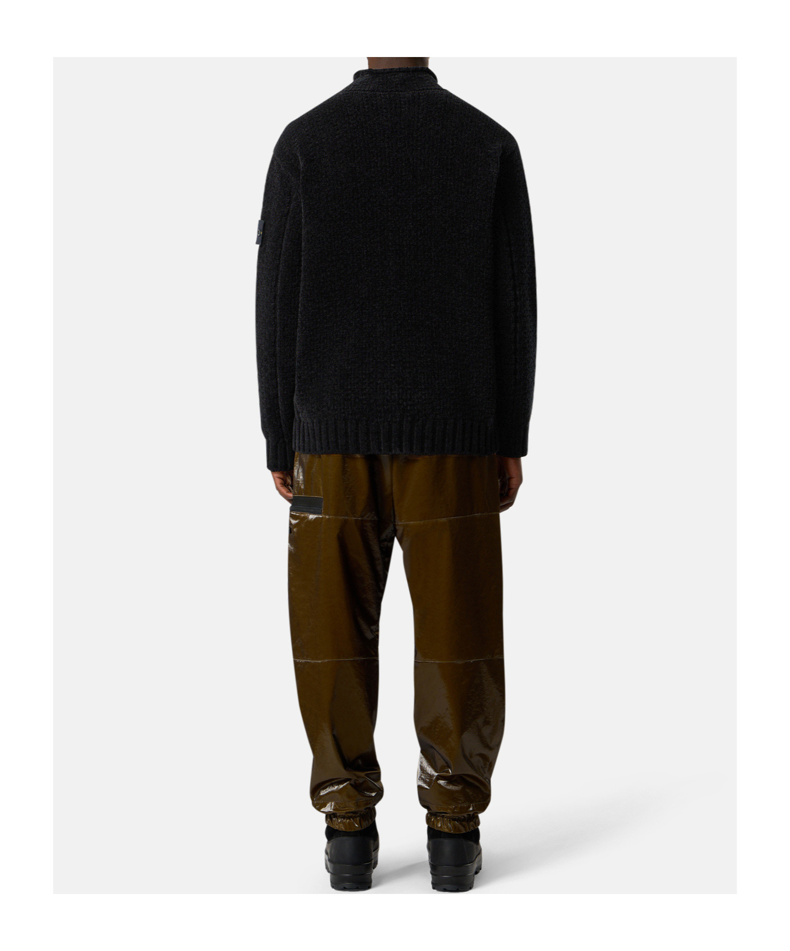 Stone Island Lightweight Wool Crew Neck Sweater With Raglan Sleeves Clothing In Black