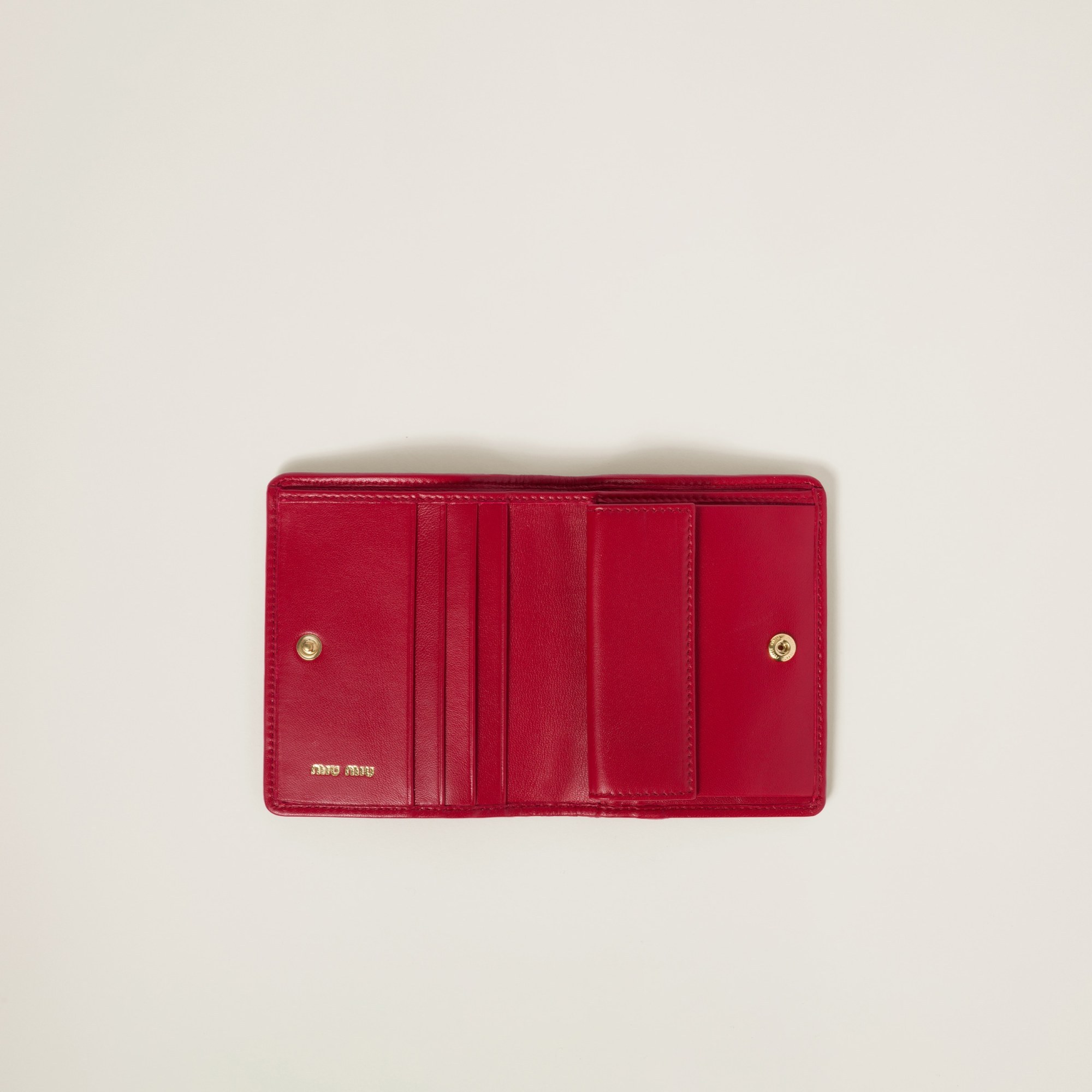 Miu Miu Small Matelassé Nappa Leather Wallet In Red