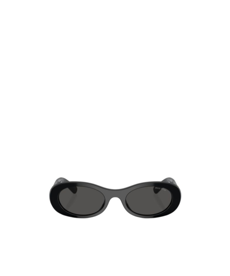 Miu Miu Logo-lettering Oval-frame Sunglasses In Black