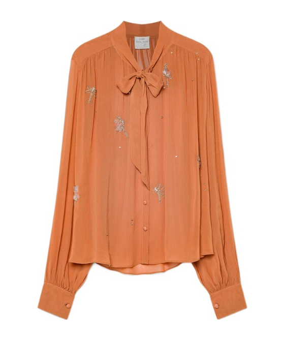 Forte Forte Shirt In Georgette With Carrousel Des Sylphes Embroidery In Orange