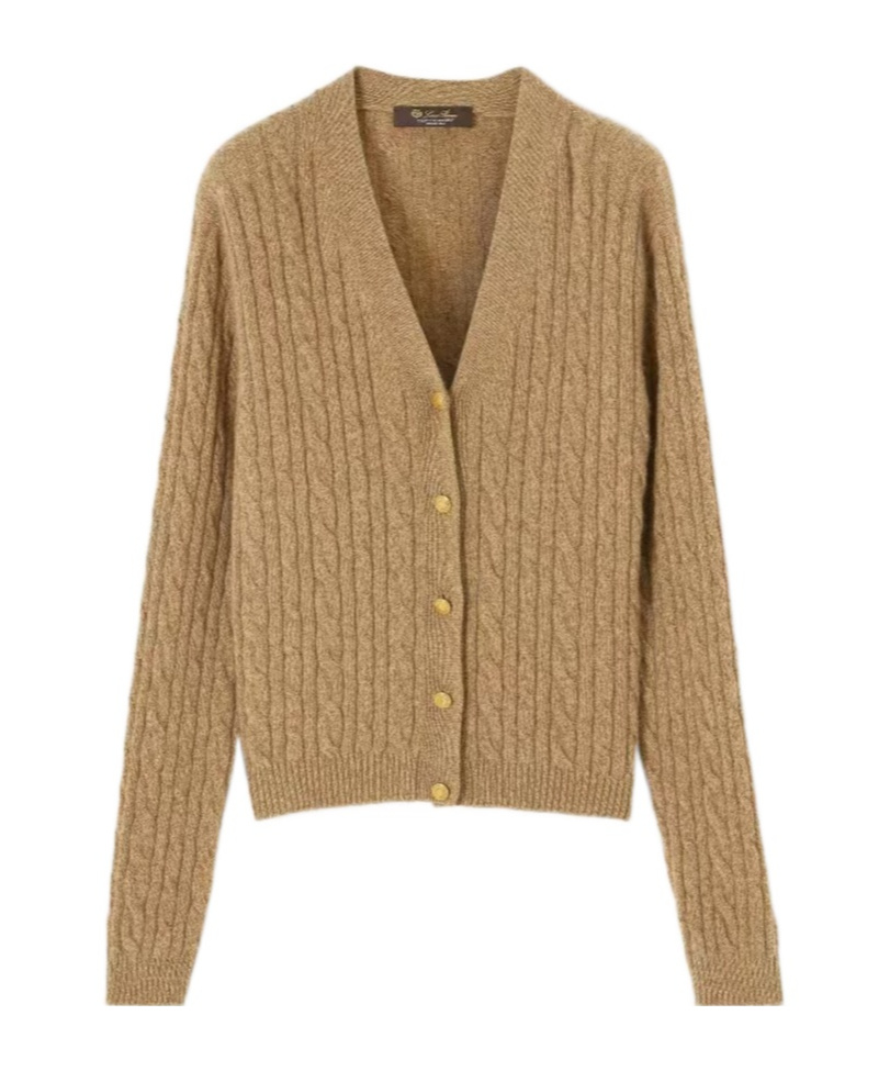 Loro Piana Long-sleeved Cashmere Knitted Cardigan In Brown