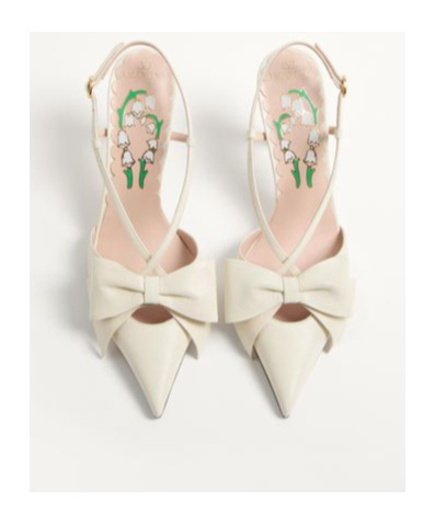 Valentino Slingback Pumps In Ivory White