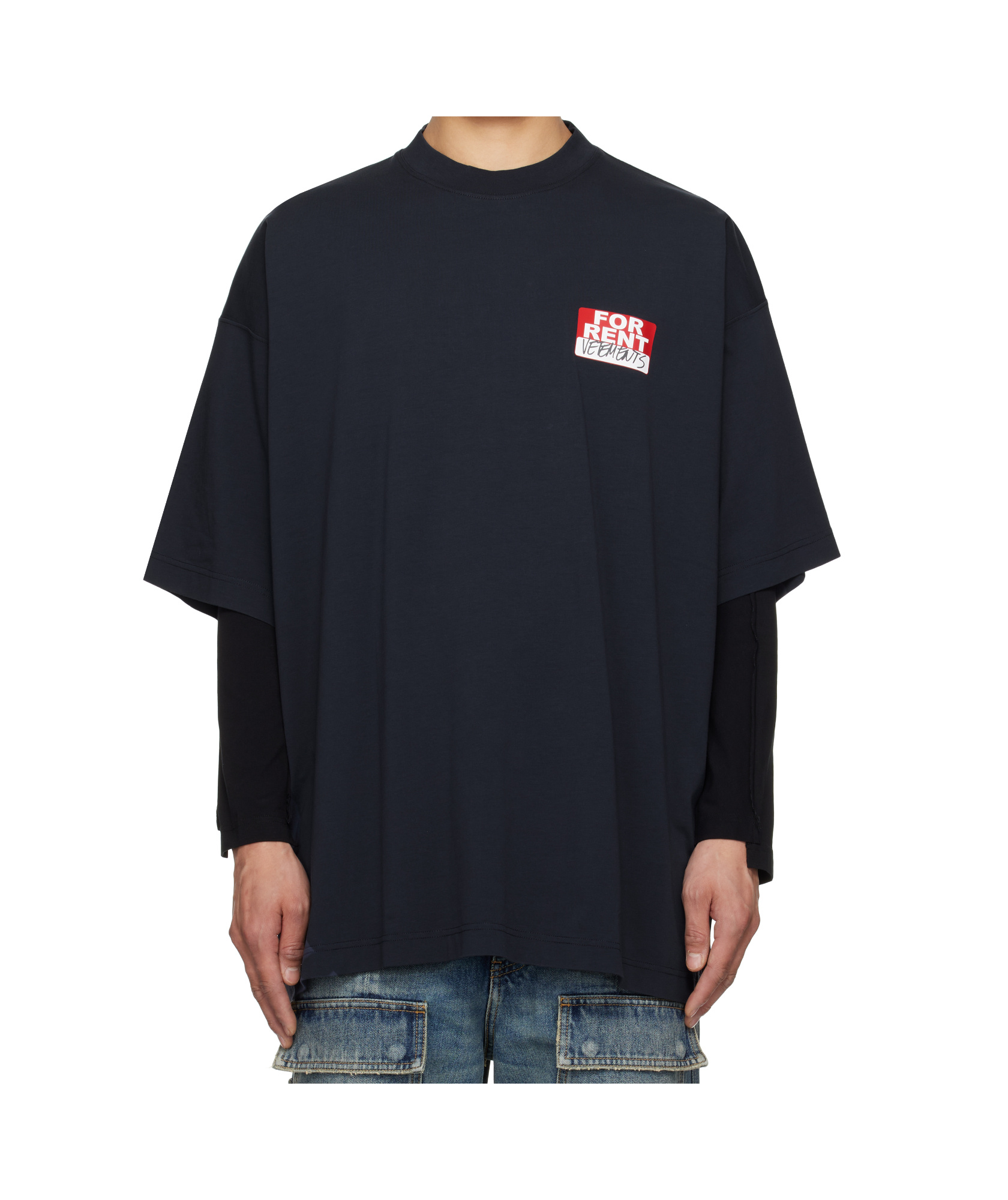 Vetements Navy 'for Rent' Oversized T-shirt In Navy Blue