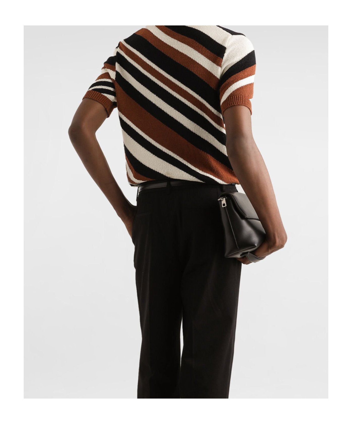 Dolce & Gabbana Striped Polo Shirt In Brown