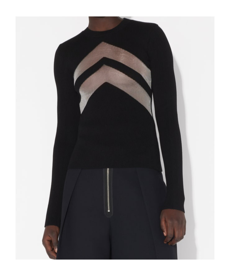 Jean Paul Gaultier Top With Transparent Chevron Black In Black