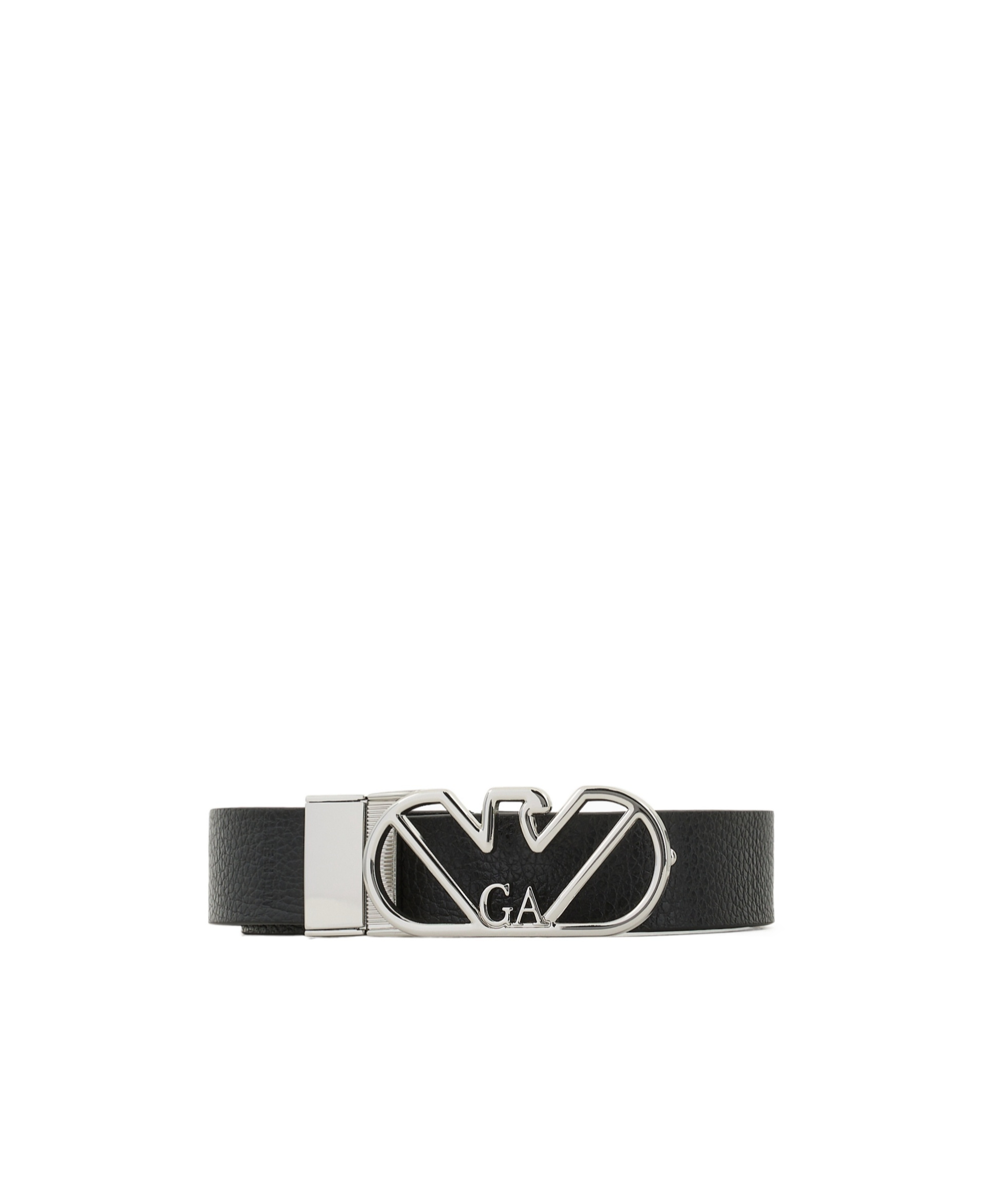 Emporio Armani Official Store Reversible Belt In Deer-print Leather With Eagle Buckle In Black