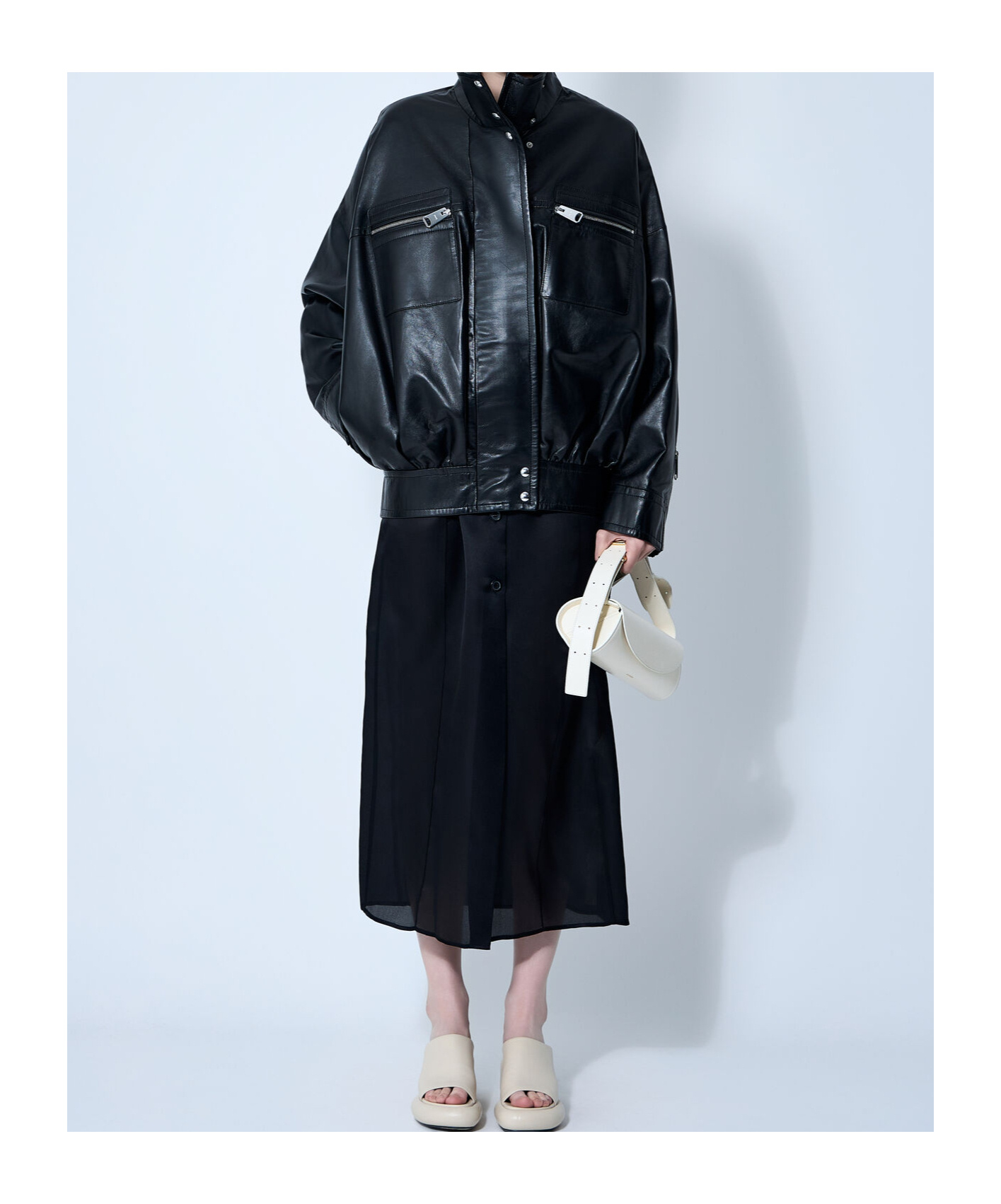 Khaite Ayman Leather Bomber Jacket In Black