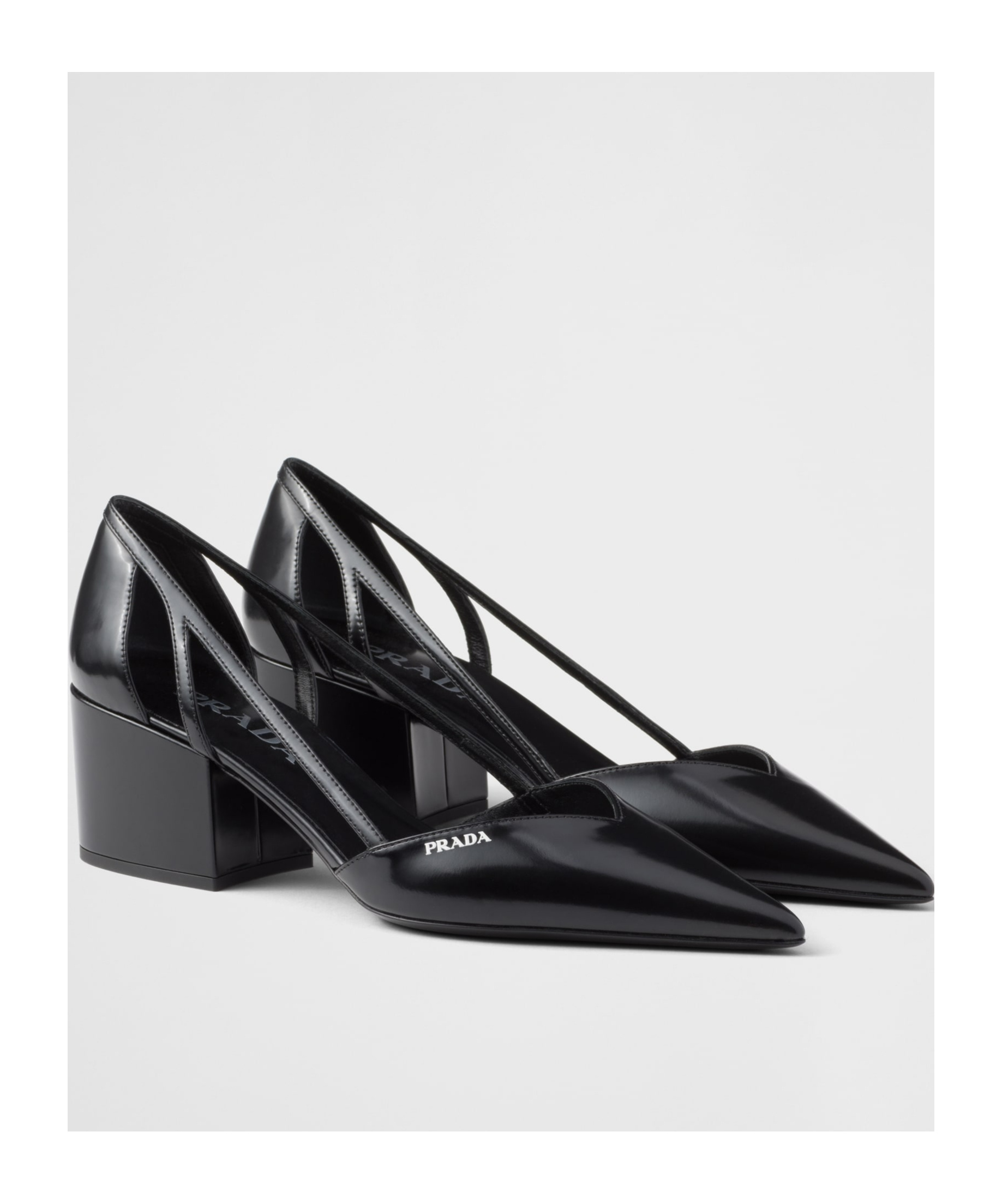 Prada Leather Cutout Block-heel Pumps In Animal Print