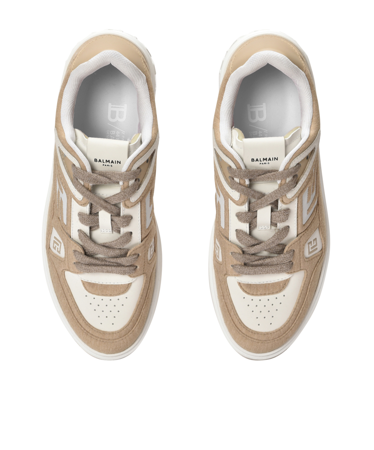 BALMAIN B-COURT SKATE TRAINERS IN FLEECE AND CALFSKIN