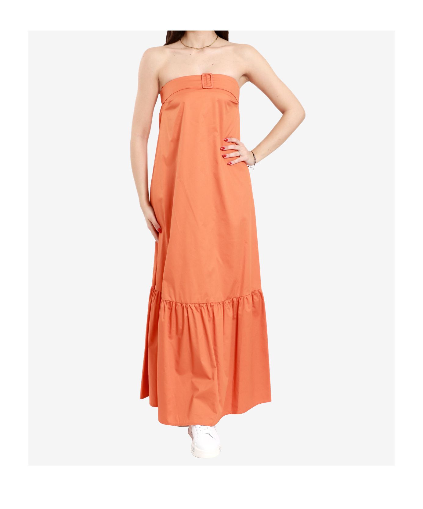 Kaos Woman Maxi Dress Orange Size 6 Cotton In Orange
