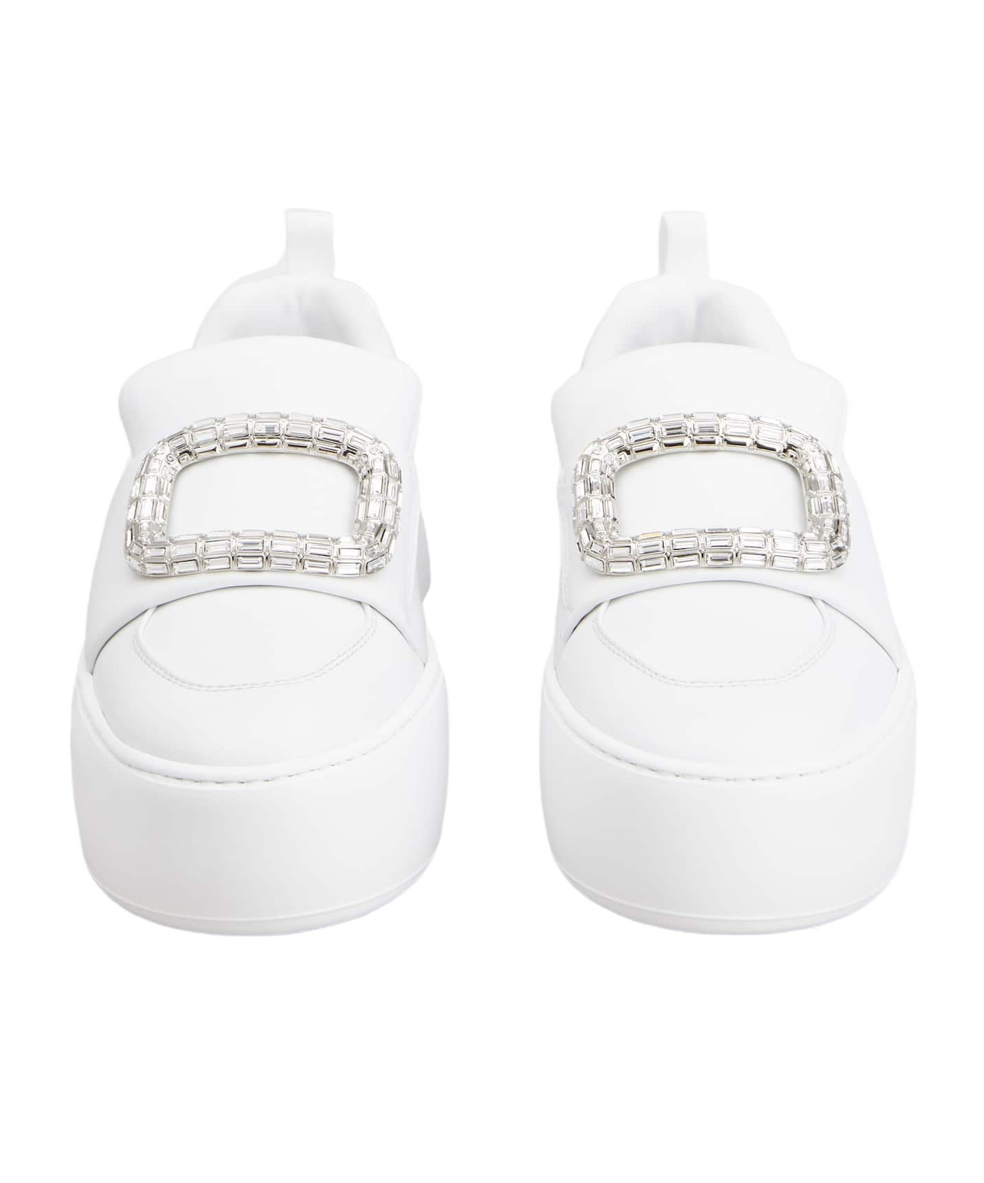 Roger Vivier Viv' Up Sneakers In Leather In White