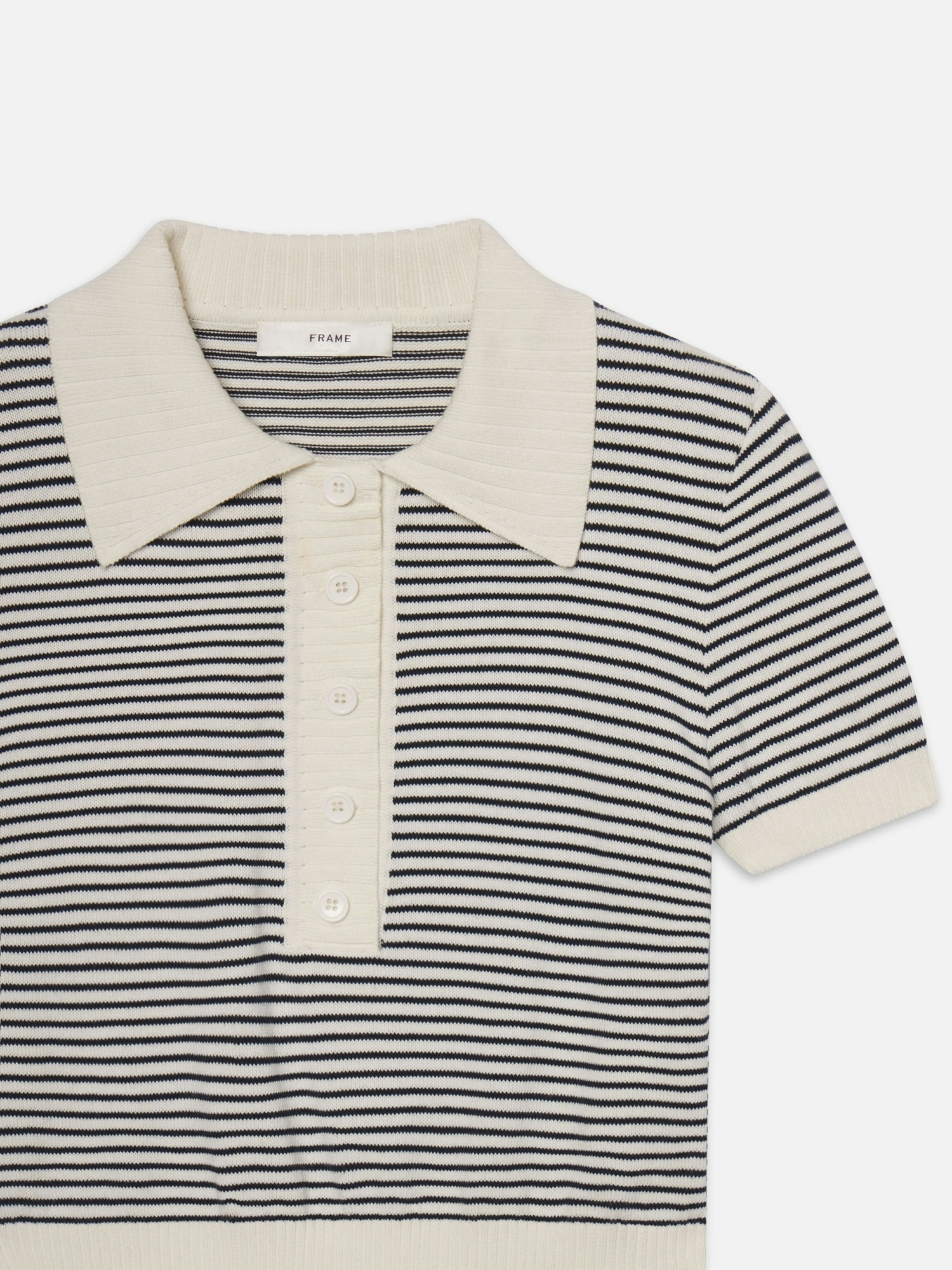 Frame Womens Navy Multi The Graduate Striped Cotton-knit Polo Shirt Xs In Neutral