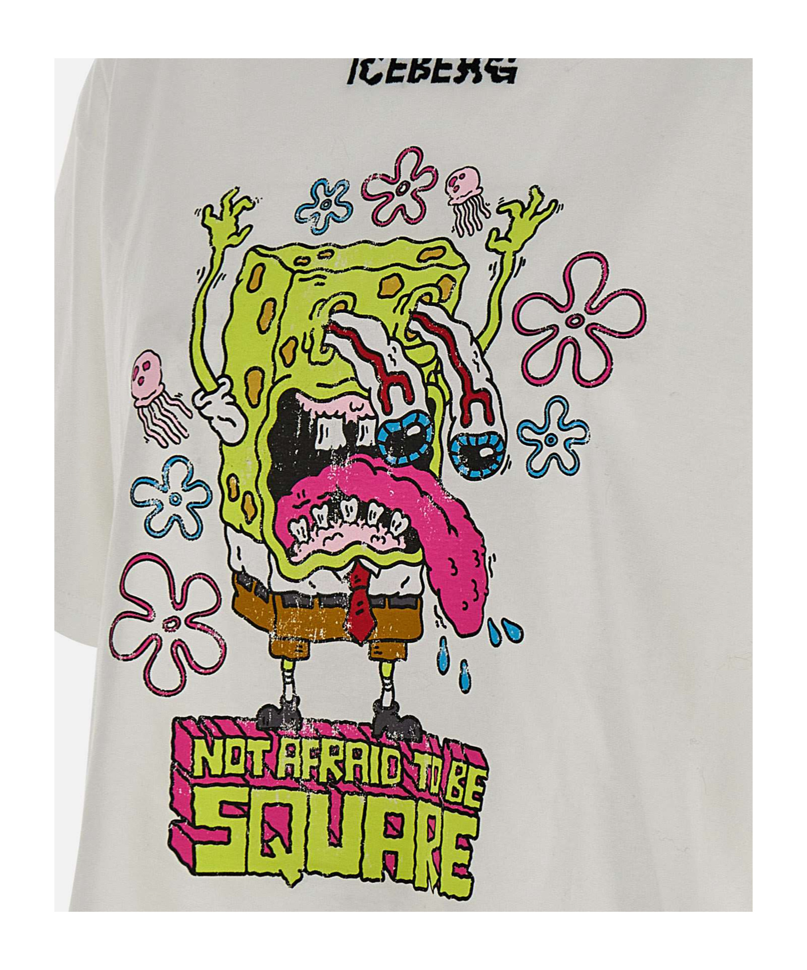 Iceberg Cartoon Print Relaxed Fit T Shirt In White