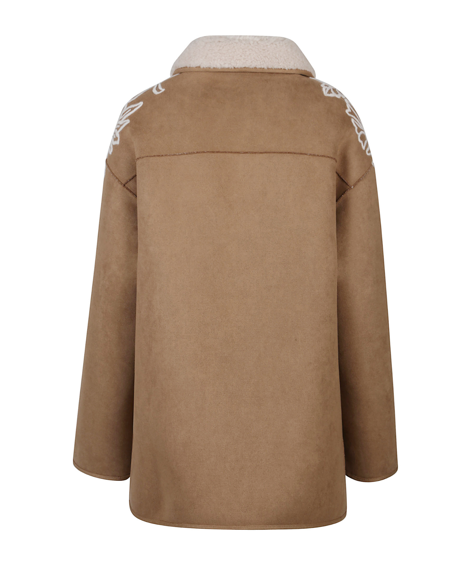 Ermanno Firenze Floral-embroidered Suede Jacket In Brown