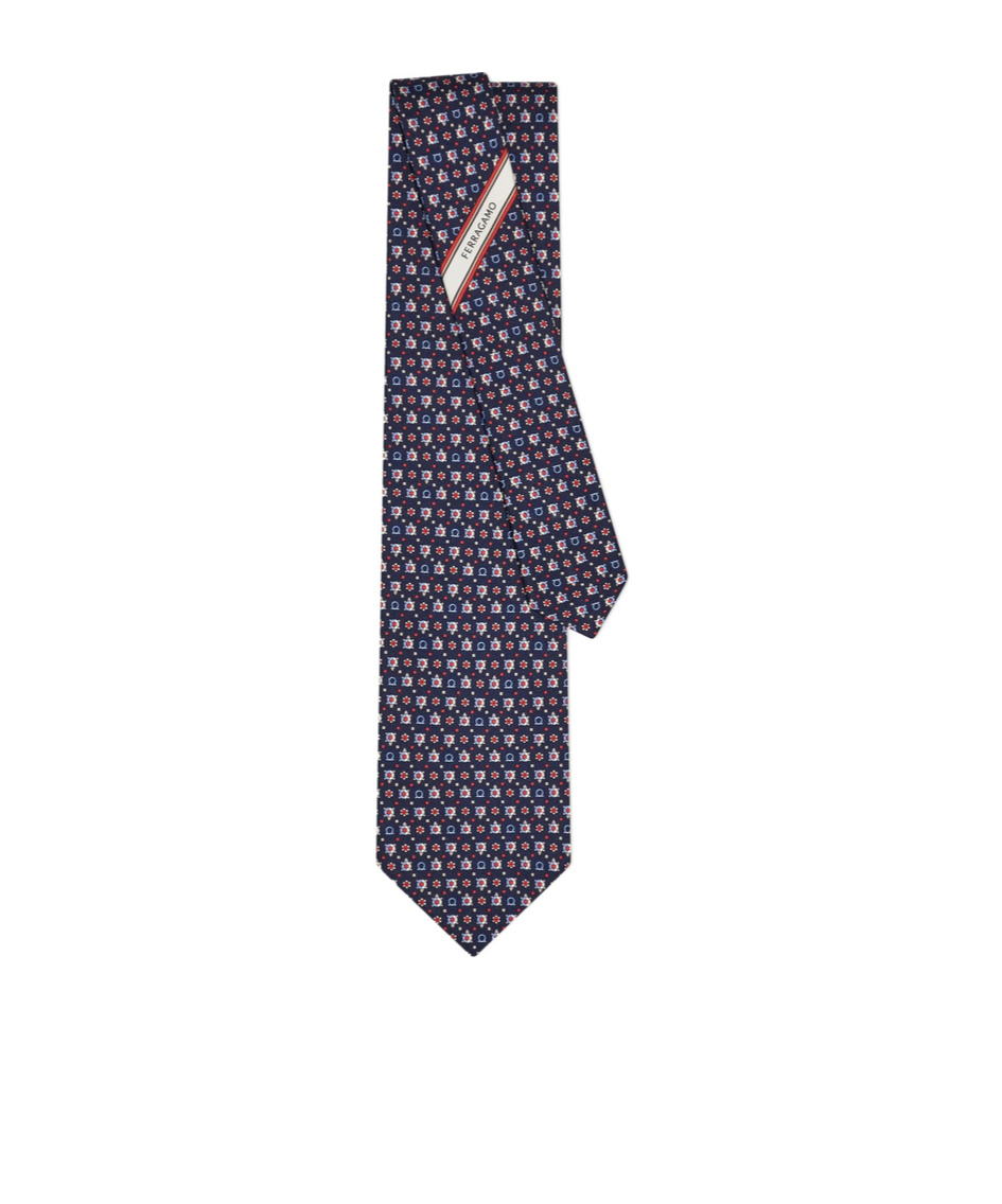Ferragamo Turtle Print Silk Tie Ties And Bow Ties Blue In Purple
