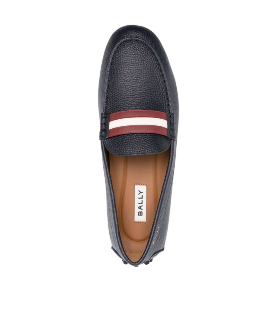 Bally Textured Leather Moccasin In Black