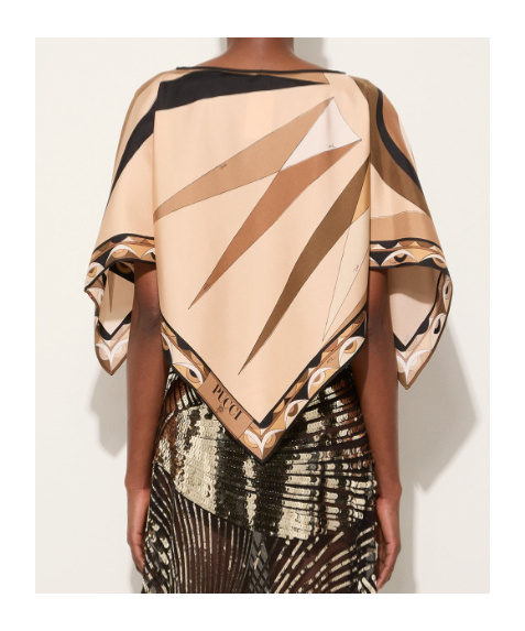 Pucci Hawaii Print Kaftan Top In Brown