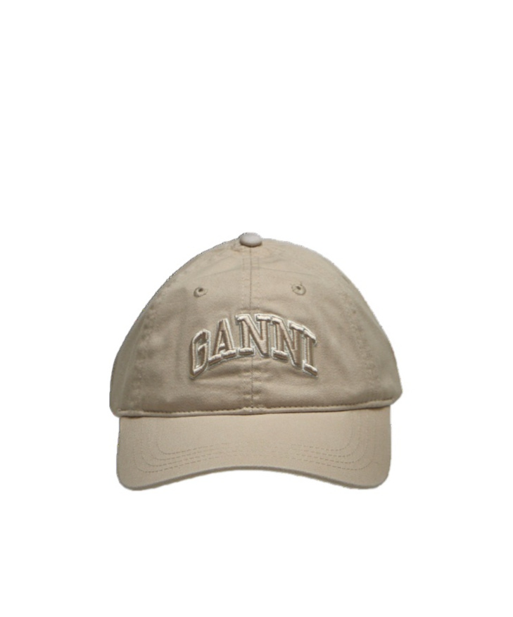 Shop Ganni Off-white Canvas Cap