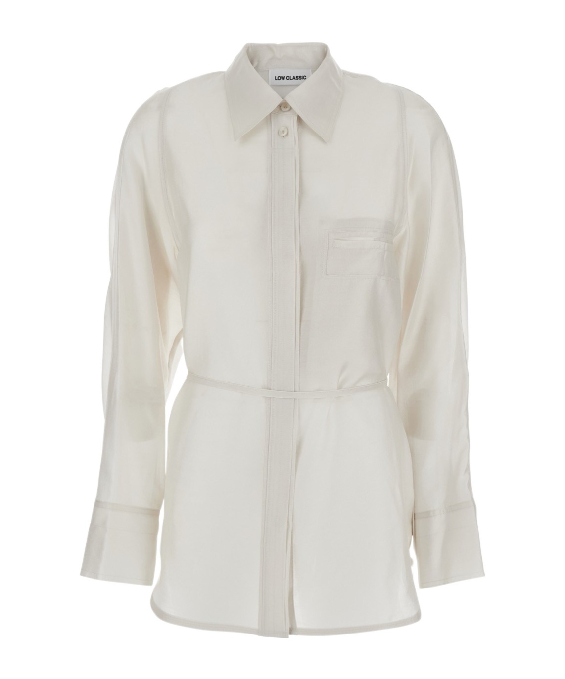 Low Classic White Shirt With Classic Collar And Rear Strap In Tech Fabric Woman In White