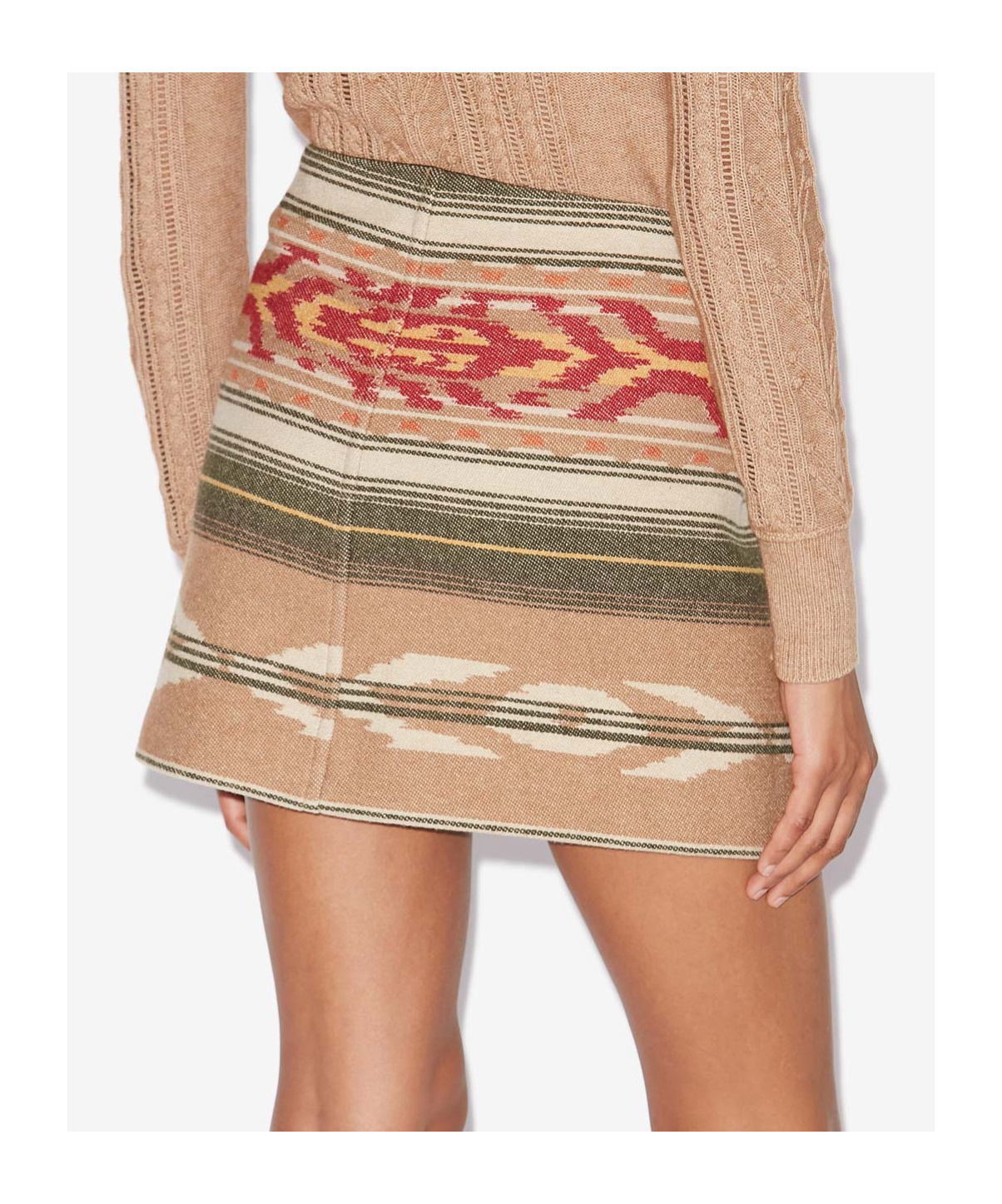 Isabel Marant Étoile Adelaide Frayed Wool-blend Jacquard Mini Wrap Skirt In Nude