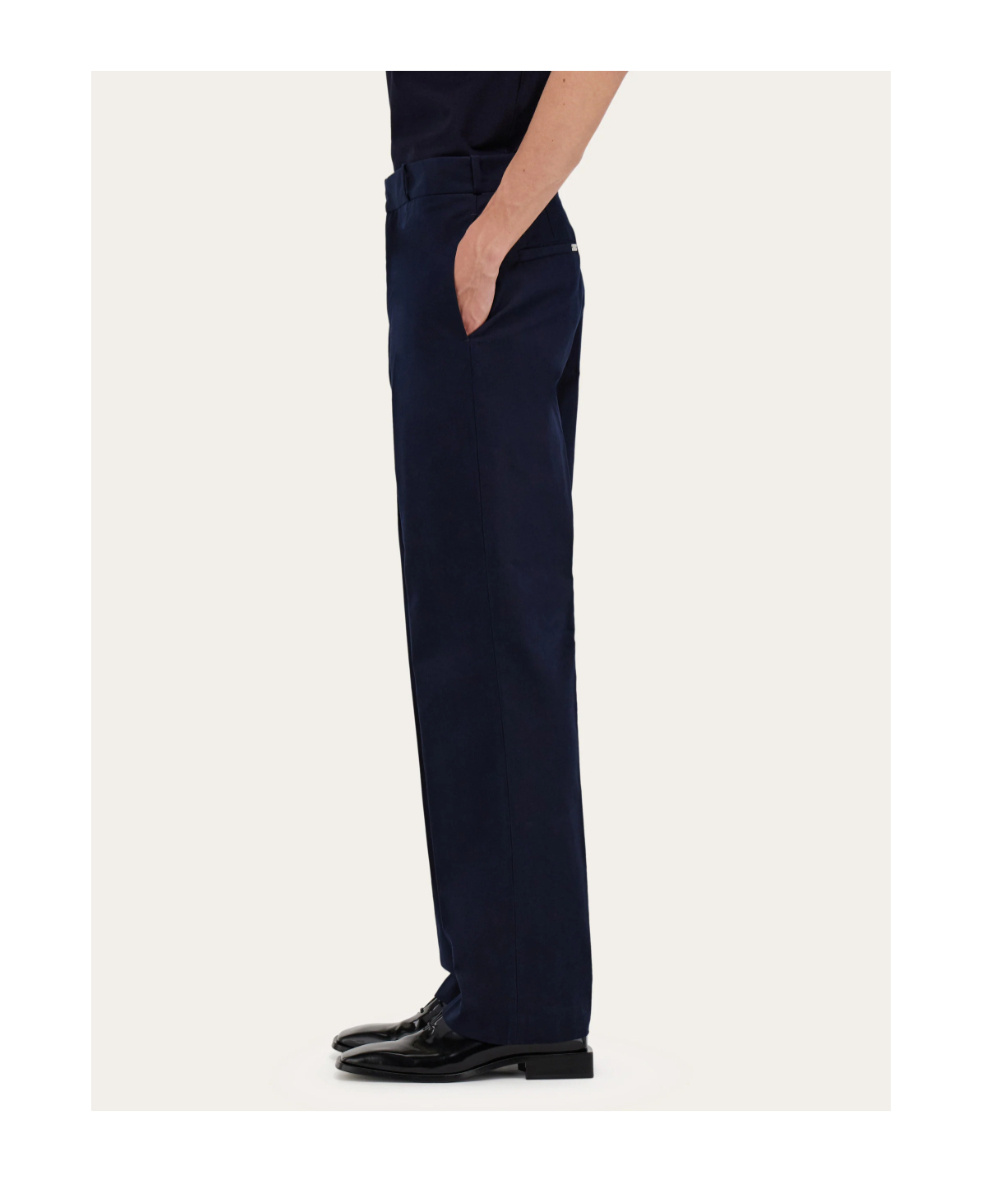 Ferragamo Organic Cotton Trousers In Blue