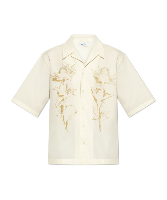 Alexander Mcqueen Long-sleeved Printed Shirt In White
