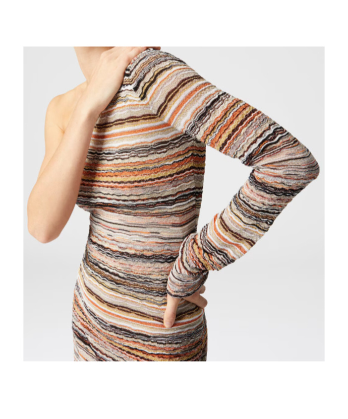 Shop Missoni Striped Mini Dress In Nude