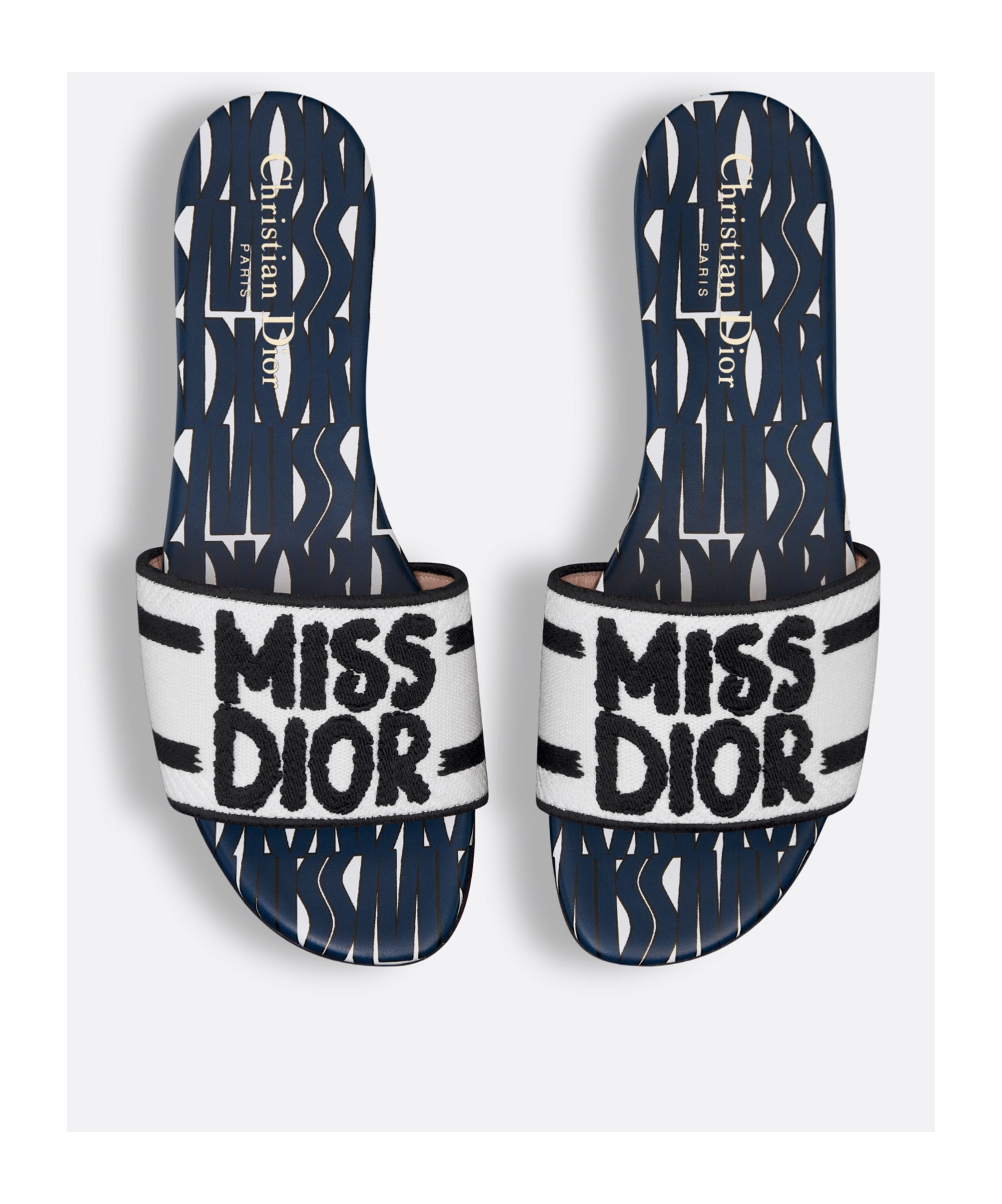 Dior Logo Slippers In Black