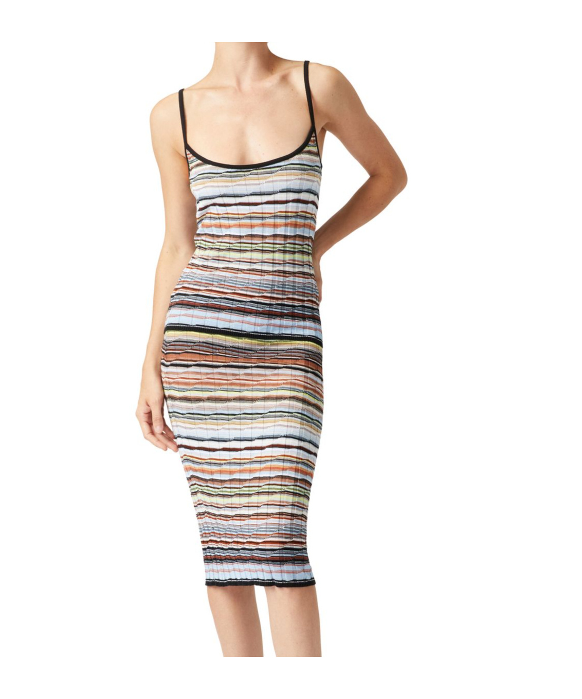 Missoni Rib-knit Striped Midi Skirt In Multicolor