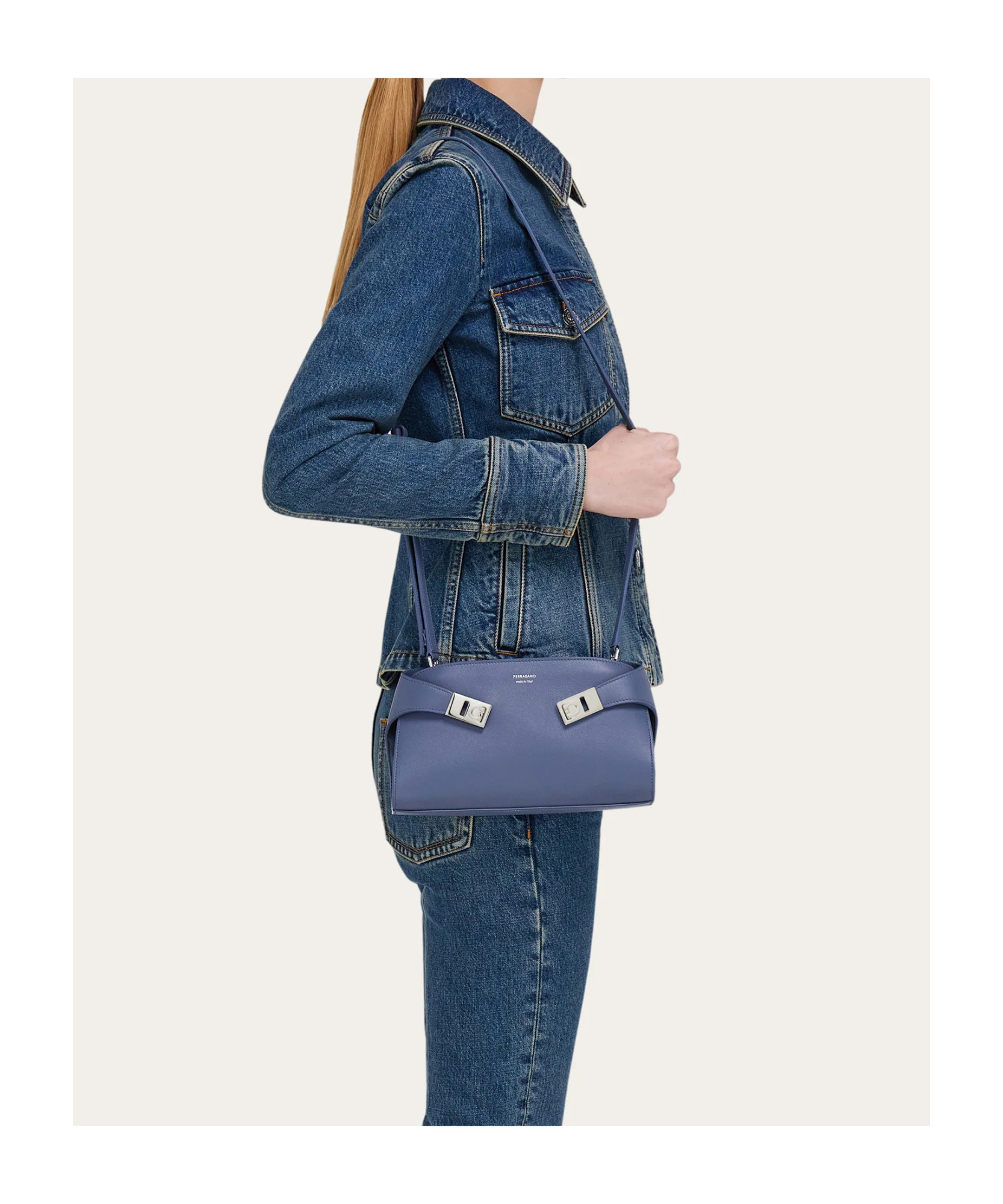 Ferragamo Mini Hug Logo-plaque Cross Body Bag In Blue