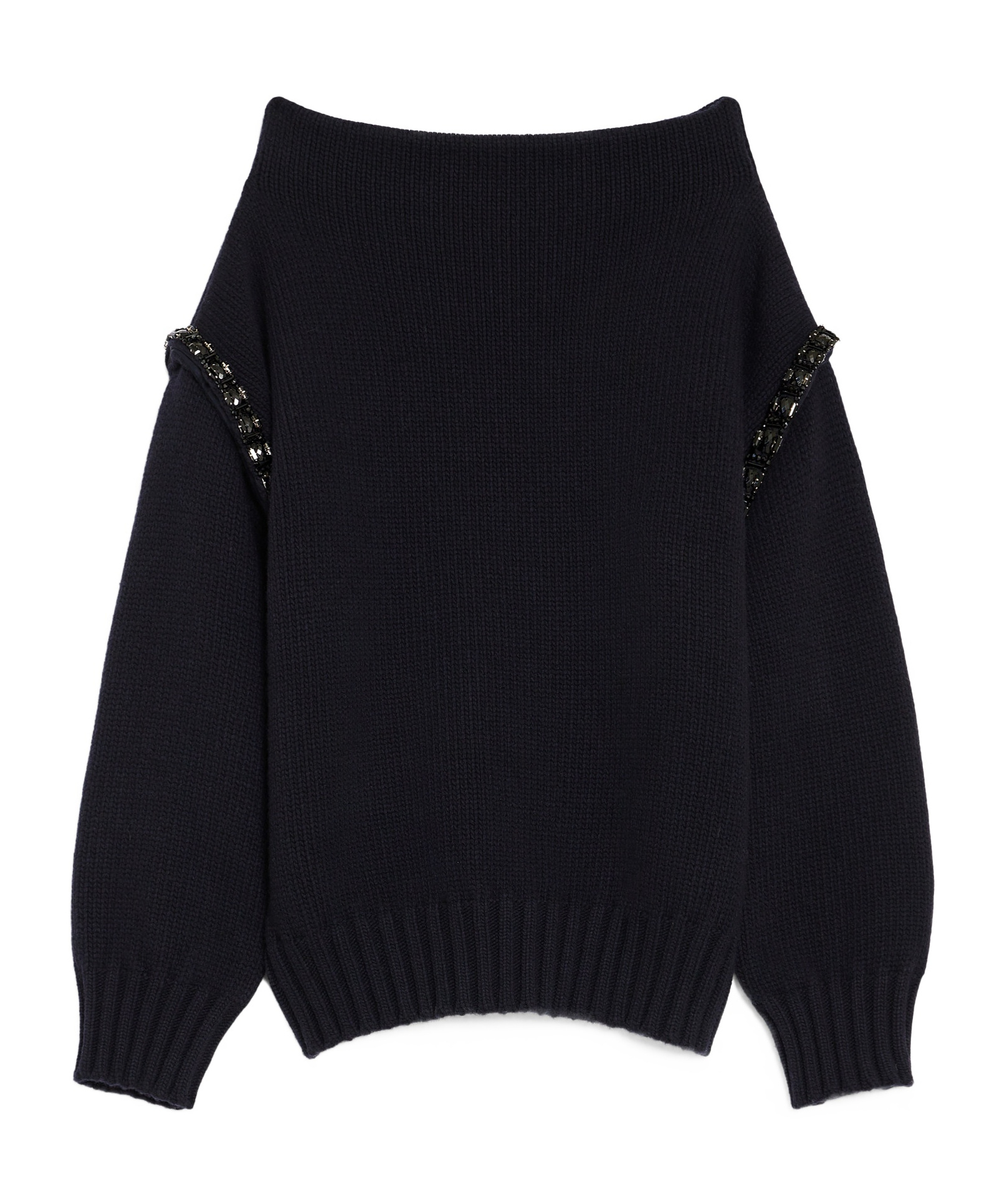 Max Mara Long-sleeved Wool Sweater In Black