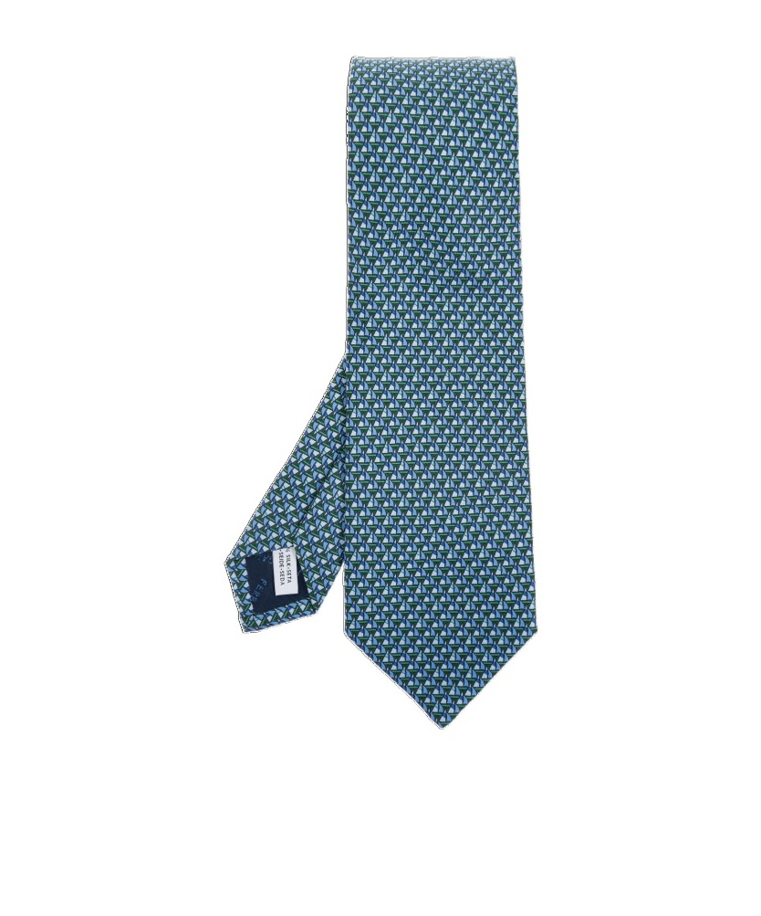Ferragamo Printed Tie In Blue