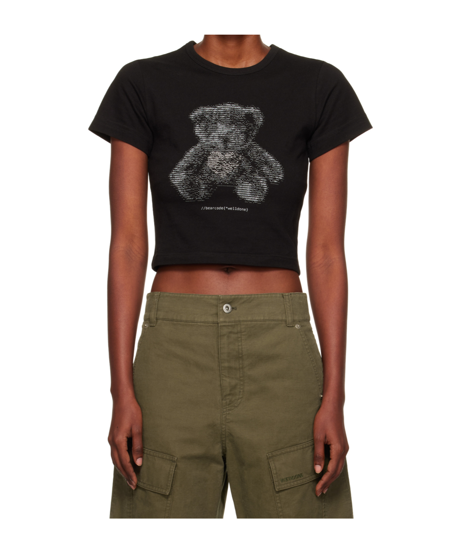 We11 Done Womens Bear-print Short-sleeves Cotton-jersey T-shirt Black In Black