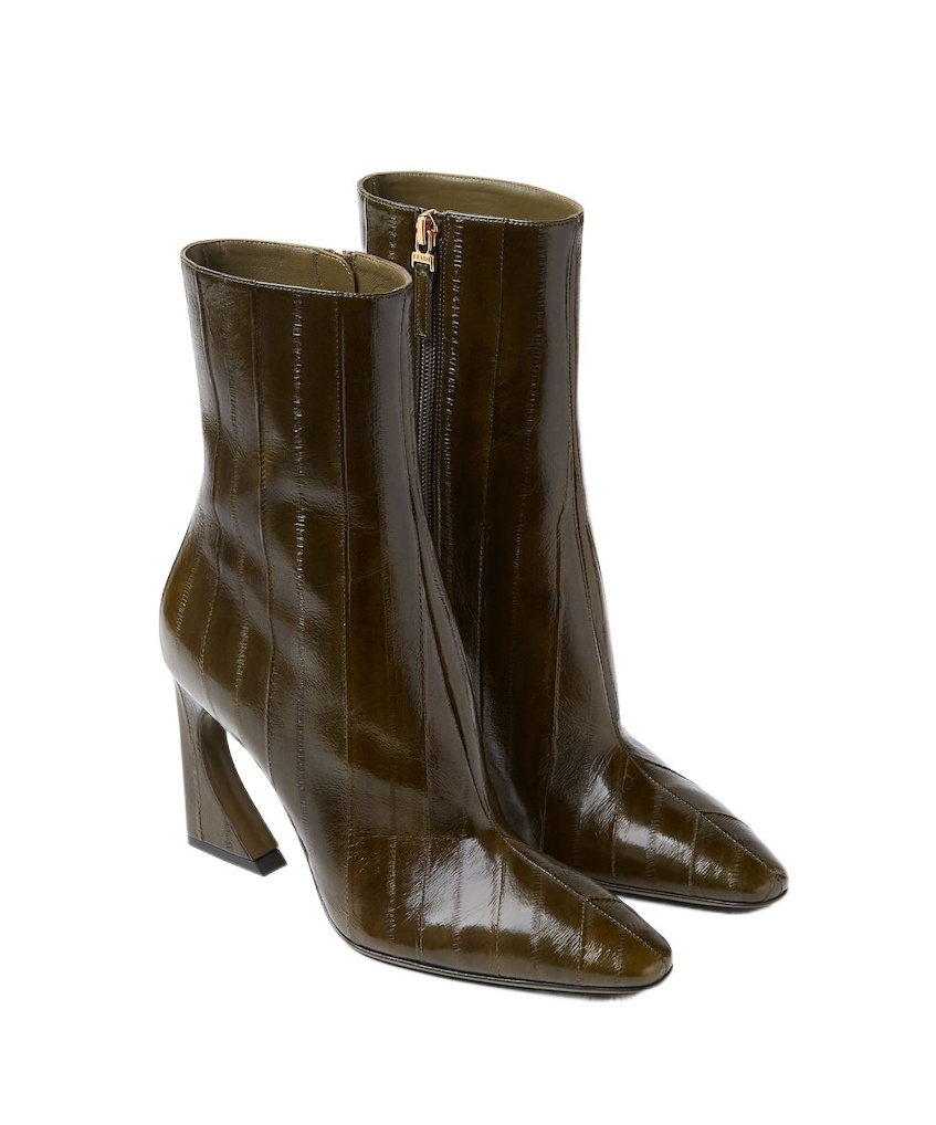 Fendi Arco Hagfish Leather Ankle Boots In Animal Print