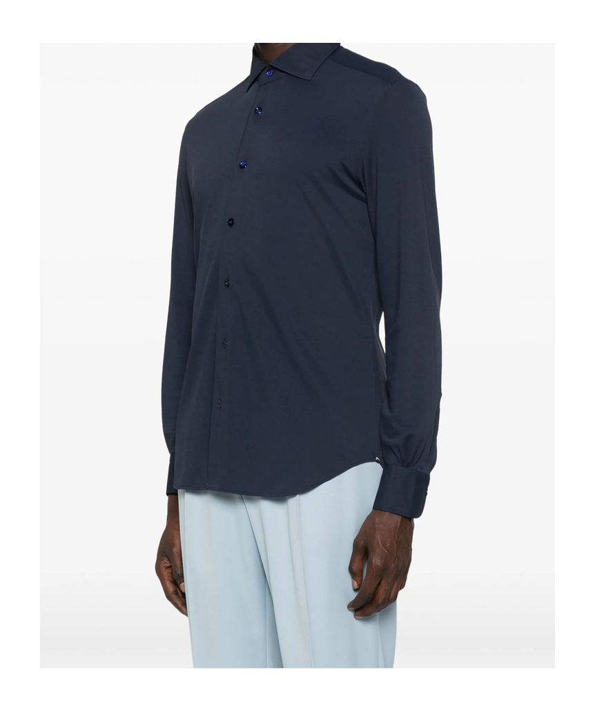 Mazzarelli Leather Shirts In Blue