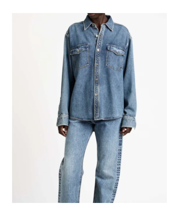 Jw Anderson Womens Oversized Denim Shirt In Mid Blue In Blue