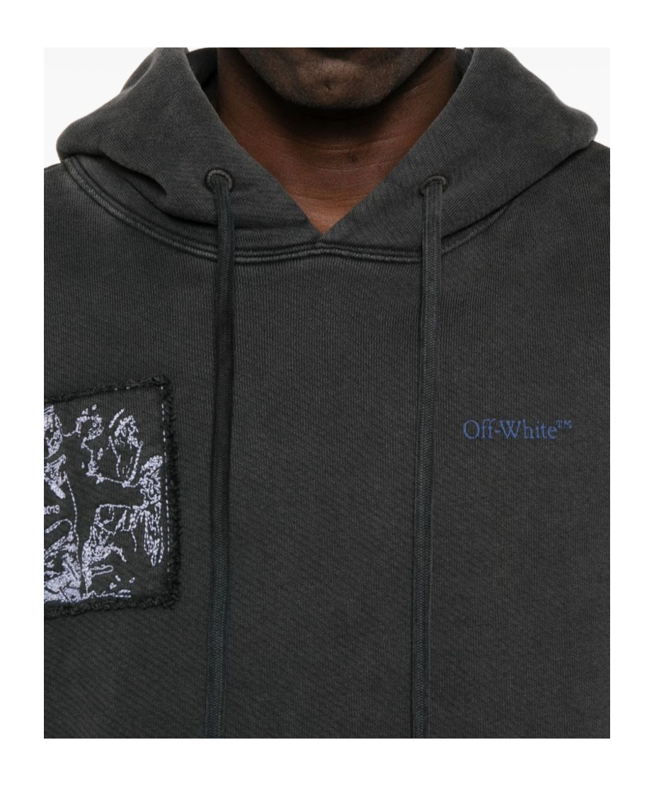 Off-white Off White Faded Painting Skate Cotton Hoodie In Black