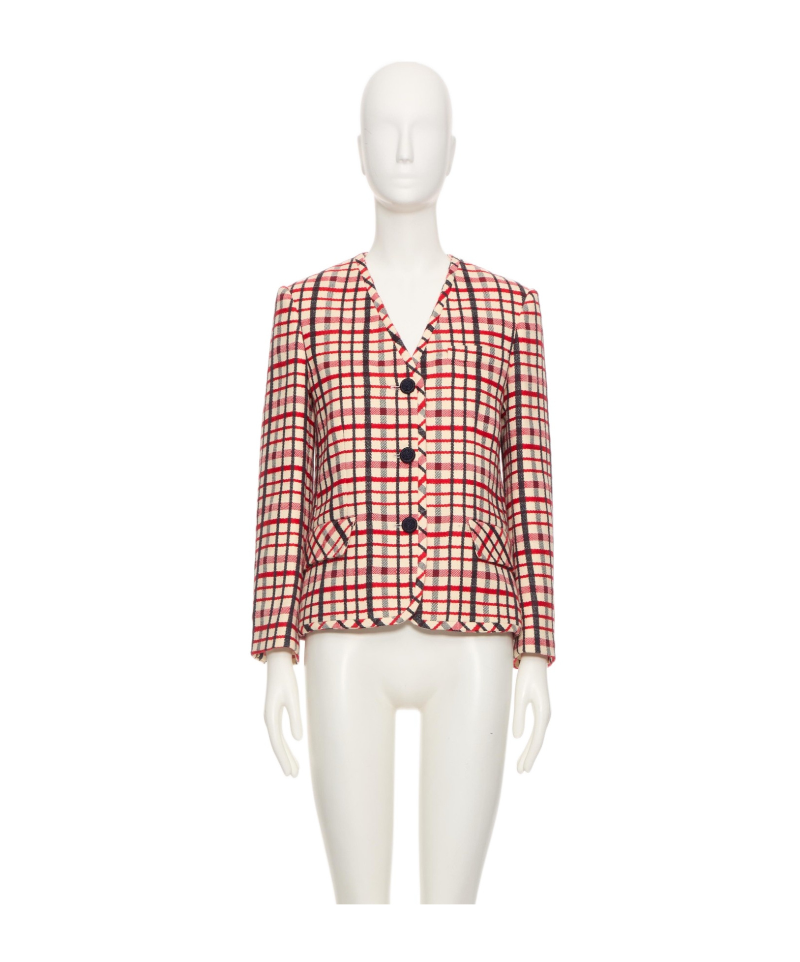 Valentino Check-pattern Jacket In Virgin Wool And Cotton