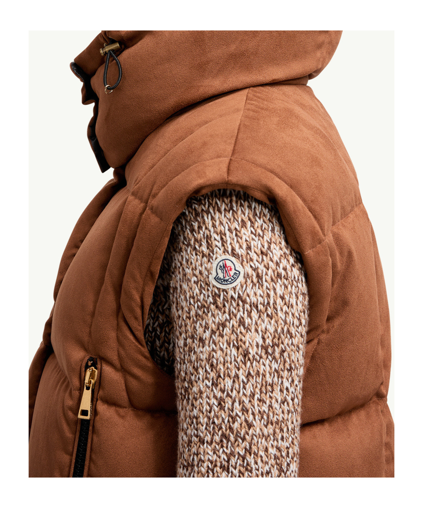 Moncler Paterne Convertible Short Down Jacket With Detachable Hood In Brown
