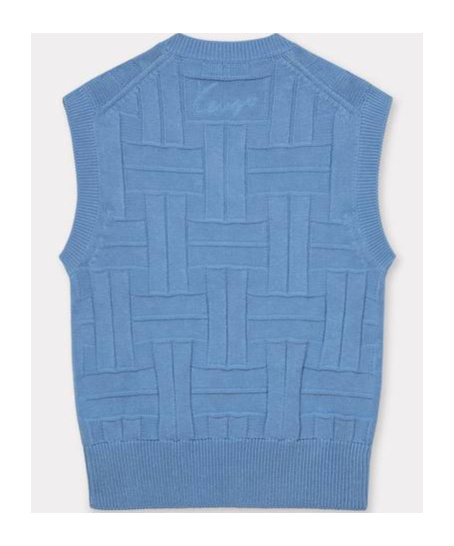 Kenzo ' Weave' Embroidered Sleeveless Jumper In Cotton In Blue