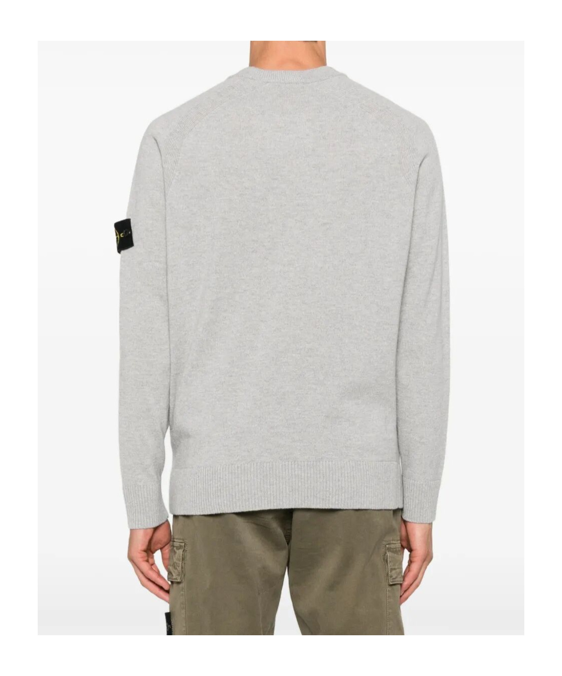 Stone Island Lightweight Wool Crew Neck Sweater With Raglan Sleeves Clothing In Gray