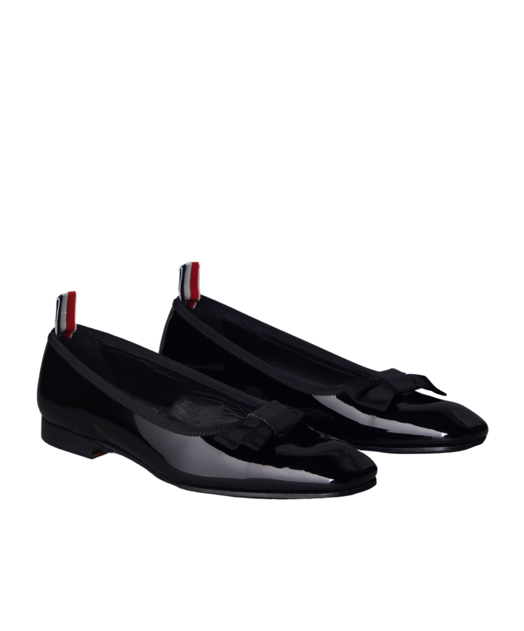 Thom Browne Black Soft Patent Opera Ballerina Flats In Black