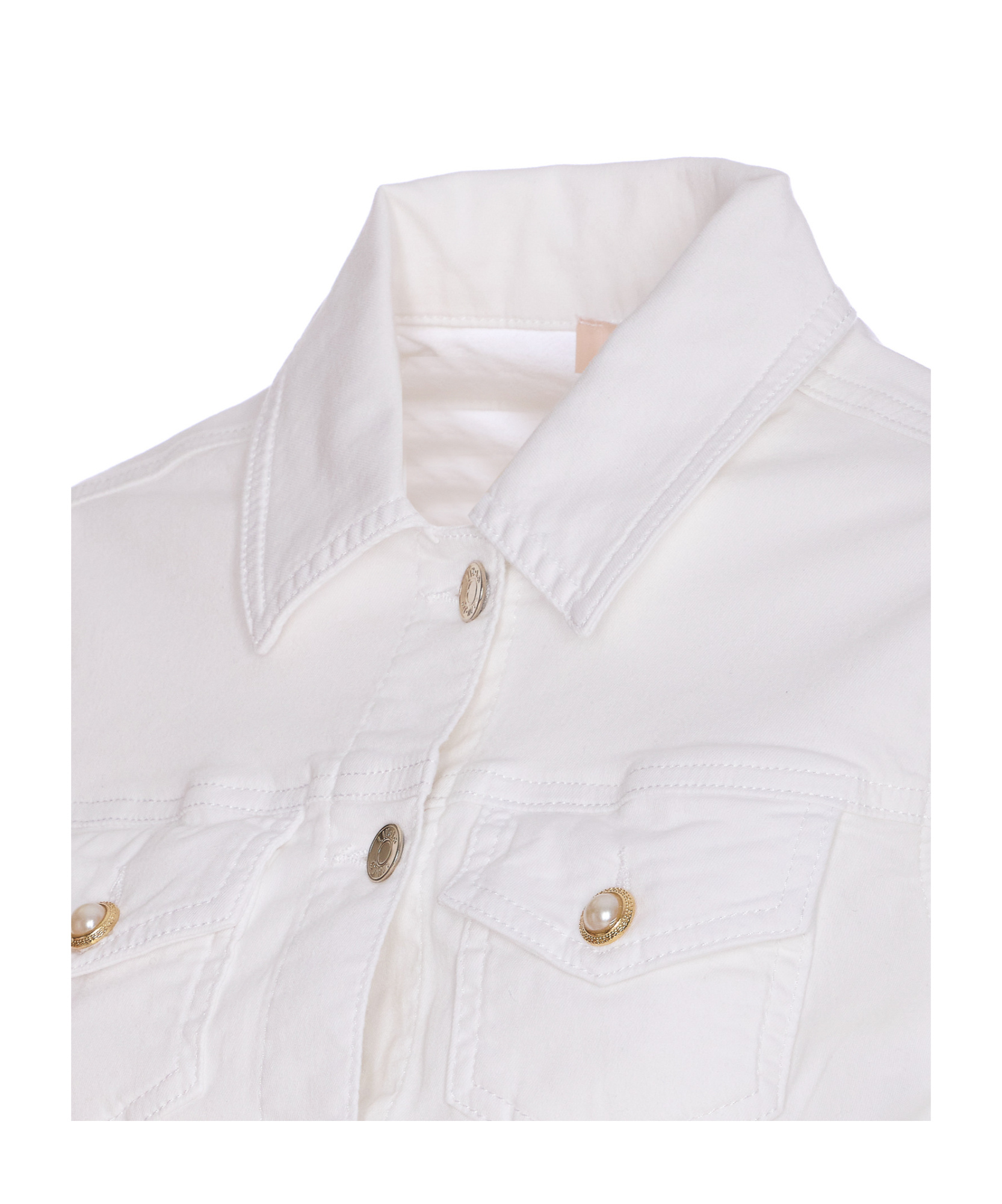 Liu •jo Short Sleeve Cropped Collared Jacket In White